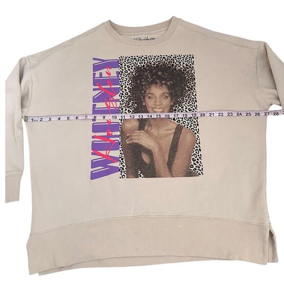 Whitney Houston Licensed Band Graphic Sweatshirt Oversized Retro Music Tan Top - Picture 4 of 6